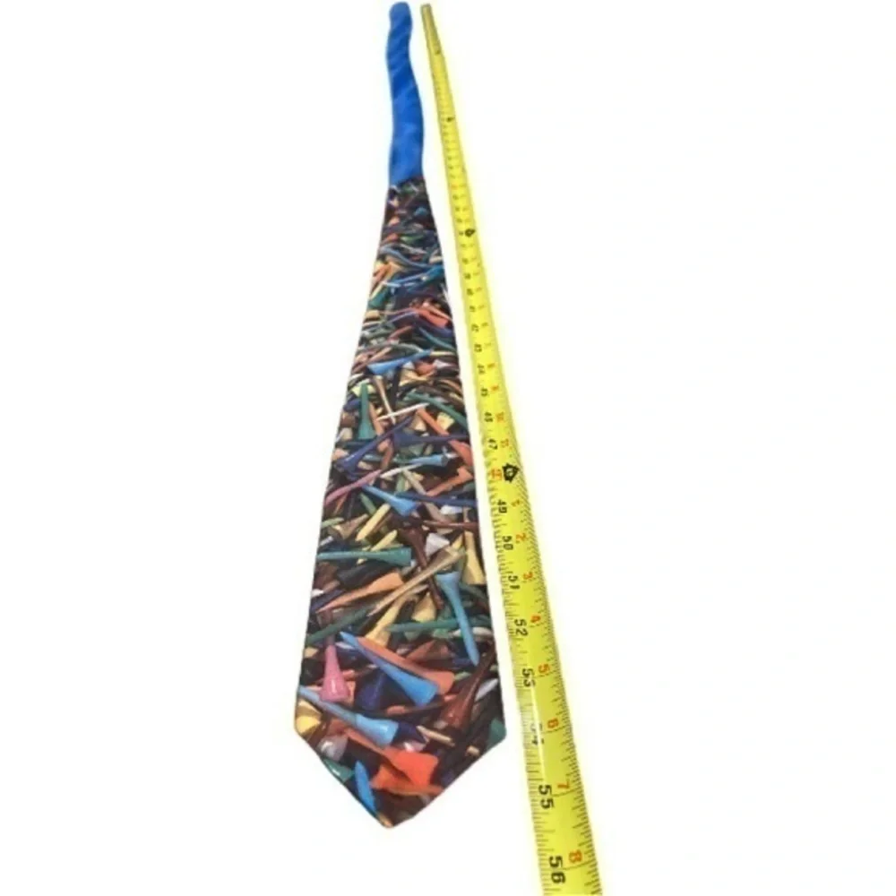 Ralph Marlin Golf Tee Tie Mens Necktie Blue Golfer Gift Vintage